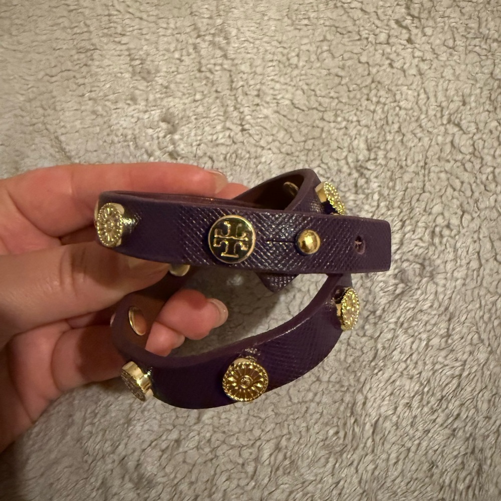 Tory Burch double wrap studded leather bracelet